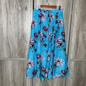 DVF Diane Von Furstenberg Midi Skirt Cover Up Floral Print Blue Color